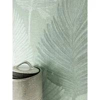 Newroom Vliestapete Vedran Sage Tapete Glanztapete Palmenblätter,Pflanze,Leicht glänzend, Grün Tapete Modern Palmenblätter - Glanztapete Mustertapete Salbei Silber Tropisch Floral Pflanze Leicht glänzend für Schlafzimmer Wohnzimmer Küche, Mustertapet