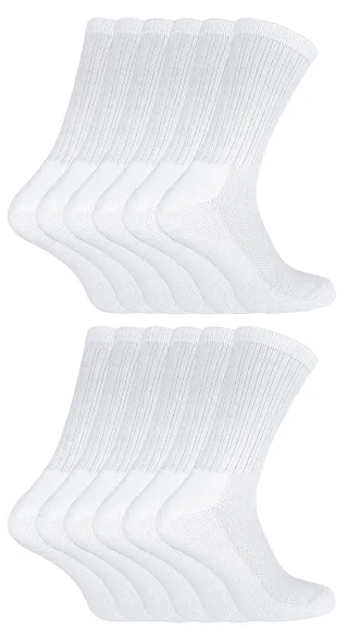12 Paar Multipack Kinder Bambus Sport Socken | Socken Snob | Weiche atmungsaktive Crew Athletic Running Socken | Ideal Socken für PE & Sport Tag - Weiß