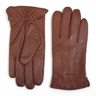 Herrenhandschuhe aus hellbraunem italienischem Leder mit warmem Wollfutter, ideal für Winter, Reiten und Autofahren.