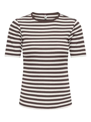 ONLY - ONLELLI S/S RIB TOP JRS Chocolate Martini - Gr. - XS