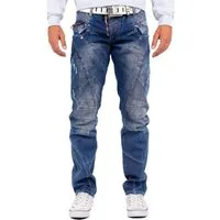 Cipo & Baxx 5-Pocket-Jeans Herren Regular Fit Hose Stonewashed BA-C0768 (1-tlg) mit Destroyed Effekten und Zippern