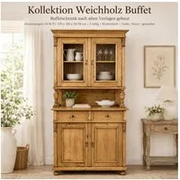 Wohnpalast Buffet Landhaus Küchen Schrank 100 cm Buffetschrank Massivholz (2-St)