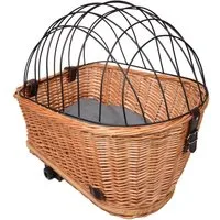UNUS GARDEN Fahrradkorb Hundefahrradkorb Weide (47cmx34cmx29cm(LxBxH), Gitterabdeckung, waschbares Kissen und Schutzriemen