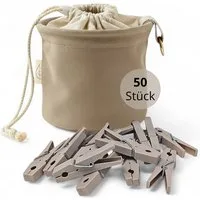 LIVLIG Wäscheklammern Wäscheklammerbeutel mit 50 Wäscheklammern, Klammersack, Aufbewahrungsbeutel, 50 Klammern aus recyceltem Kunststoff