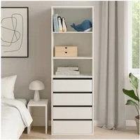 HTI-Living Mehrzweckschrank Hohe offene Kommode 3 Regalfächer 4 Schubladen (Stück, 1-St., 1 Kommode) Highboard Standregal Mehrzweckschrank