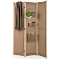 COSTWAY Paravent, 170x121cm, 3tlg. Raumteiler mit Haken, klappbar
