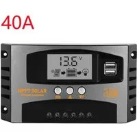 PFCTART Solarladeregler MPPT PV-Panel-Laderegler mit Display, 40A/100A, Set, 1-St., Geeignet für LiFePO4-Batterien, Lithiumbatterien usw, 5-facher Schutz gegen Strom- und Ladeschäden