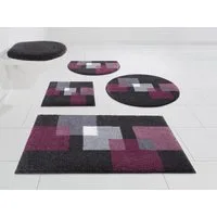 Grund Badematte Paxos, Höhe 20 mm, rutschhemmend beschichtet, strapazierfähig, fußbodenheizungsgeeignet, Polyacryl, rechteckig, 3-tlg. Hänge-WC Set, geometrisches Design, modern, flauschig, softer Flor, Made in Europe