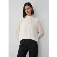 s.Oliver Langarmbluse Bluse Chiffon-Bluse mit Futter und Falten-Detail am Kragen