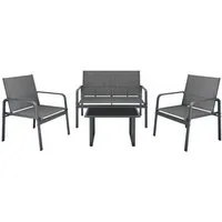 Mondeer Balkonset Gartenmöbel Set 4-tlg, Sitzgruppe mit Armlehnen & Glas-Tisch für Balkon Terrasse