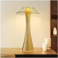 ZMH Tischleuchte Touch Dimmbar 3000-6500K Weiß/Gold Nachttischlampe mit Akku Innen, LED fest integriert