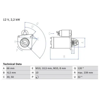 Bosch Anlasser 2,2 kW Nissan Opel Renault 0986020141