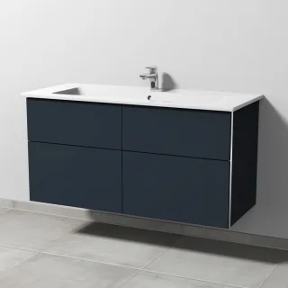 Sanipa 3way Keramik-Set Venticello Keramik-Waschtisch und Unterbau mit 4 Auszügen, Marine-Matt BP3271R