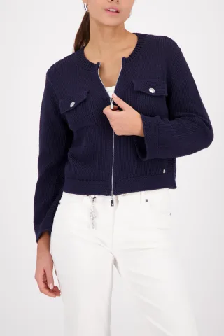 monari - Strickjacke mit Pattentaschen marine - Gr. - 36