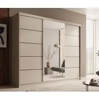 MOEBLO Schiebetürenschrank Tivora 250 (Moderner, platzsparender Kleiderschrank mit Spiegel für Schlafzimmer und Ankleidezimmer, 3 Schiebetüren, 11 Einlegeböden, stabile Kleiderstange, Wohnzimmerschrank mit Spiegel, Schwebetürenschrank Schrank Gardero