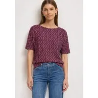 STREET ONE Rundhalsshirt Sommershirt mit ALlover-Muster und U-Boot-Ausschnitt