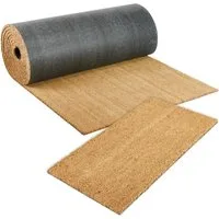 ANRO Bodenschutzmatte Kokos-Schmutzfangmatte Fußmatte rutschfest Naturfaser Vinyl Rückseite, 1x Kokosmatte, 1-St., 1Stück auf einer Rolle, Robust pflegeleicht 30x100cm Braun auch als Fußmatte