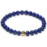 MayTree Armband Lapislazuli, 6mm Geschenk für Muttertag, Geburtstag, Weihnachten (Stück, 1-tlg), mit Perle aus 925Silber, 24K vergoldet