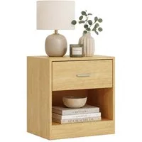 relaxdays Nachtschrank Nachttisch mit Schublade Holzoptik, 1er-Pack