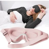 Mutig Schlafmaske 3D Schlafmaske für Seitenschläfer, Augenmaske für Frauen & Herren, Lichtblockierende & Atmungsaktive Augenmaske mit Memory Foam, Verstellbares Gummiband & Ohrstöpseln, für Männer und Frauen, Reisen & Yoga