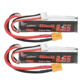 URUAV 7.6V 550mAh 100C 2S LiPo Battery XT30 Plug for RATE W20 Happymodel Mobula 8 GEPRC TinyGo Crux3 Cinewhoop FPV Drone