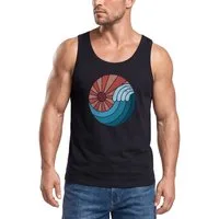Neverless Tanktop Herren Tank-Top Welle Wave Sonne Sommer Retro Vintage Printshirt mit Print
