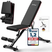DH FitLife Hantelbank klappbar verstellbar, (7-fach verstellbare Rückenlehne & 3-fach Sitz, multifunktional für Flachbank & Schrägbank, stabil & platzsparend), Trainingsbank Fitnessbank multifunktional für Fitness u. Krafttraining