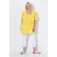 Ulla Popken T-Shirt T-Shirt Zierfalten A-Linie Carré-Ausschnitt