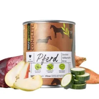 FAVLY Petfood Nassfutter Pferd mit Zucchini, Süßkartoffel & Birne 12x800 g