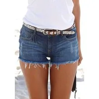 Buffalo Jeanshotpants aus bequemer Baumwollware mit Fransen am Saum, Shorts aus elastischer Baumwolle, Sommerhose