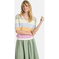 Lieblingsstück Kurzarmpullover MarvicL mit V-Ausschnitt, Materialmix mit Leinen