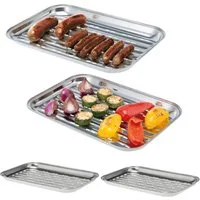 bremermann Grillplatte Grillschale 4er-Set, Grillpfanne Edelstahl, ca. 35 x 24,5 cm (4-St), perforierte Oberfläche
