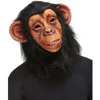 JADEO Kostüm Affe Maske Schimpanse beige-schwarz