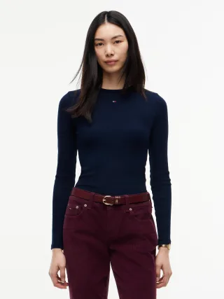 Tommy Jeans (PVH Group) - TJW SLIM ESSENTIAL RIB LS Dark Blue - Gr. - XS