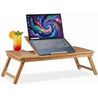 relaxdays Laptop Tablett Bambus Laptoptisch XL, Bambus