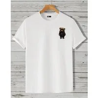RMK T-Shirt Herren Shirt Rundhals Basic Druck (Teddybär Sonnenbrille Lederjacke) aus Baumwolle
