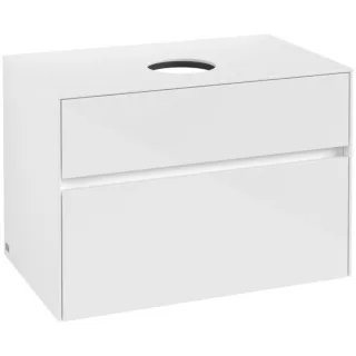 Villeroy und Boch Collaro Waschtischunterschrank C03700DH 80 x 54,8 x 50 cm, Waschtisch mittig, Glossy White