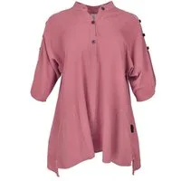 Guru-Shop Longbluse Bequeme Baumwoll-Tunikabluse mit Kokosknöpfen,..
