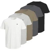 Jack & Jones Rundhalsshirt JPRBLABRODY im 5er-Pack, mit Logodruck, Rundhals und atmungsaktiv (Packung, 5-tlg., 5er-Pack) Rundhals, normal, Baumwolle