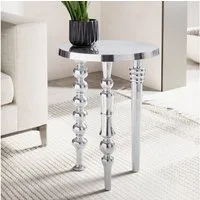 FINEBUY Beistelltisch FB92218 Sofatisch Metall Silber 44x44x63 cm Wohnzimmertisch Rund (44x44x63 cm Metall Sofatisch Rund Alu Silber), Wohnzimmertisch Rund, unterschiedliche Beine