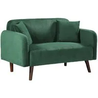 en.casa Sofa, 2-Sitzer »Midt« gepolstert Cord 132 x 70 x 81 cm Grün