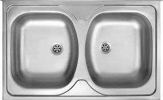 Neuesbad 2-Becken Spüle ohne Abtropffläche, DECOR, 800x500x130, 2'' mit Zubehör NB1DEZM5320N1