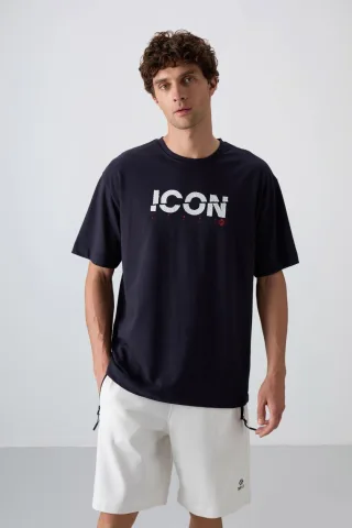 Übergroßes Logo-Print Rundhals-T-Shirt
