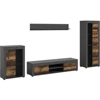 OTTO home Wohnwand AOSTA, Breite 310cm, 4-teilige Wohn-Kombination, (4-St., bestehend aus: Vitrine, Lowboard, Wandboard & Vitrine hoch), Wohnwand, Kombination, Anbauwand, Möbel Set, Schrankwand, Möbel Kombi