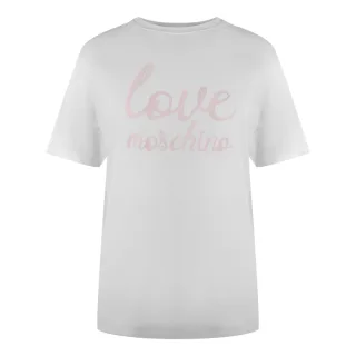 Moschino T-shirt Mit Auffälligem Pinkfarbenem Logo