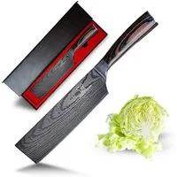 Küchenkompane Asiamesser Profi Nakiri Messer – 18 cm – Edelstahl in Damast-Optik – Inkl. Box