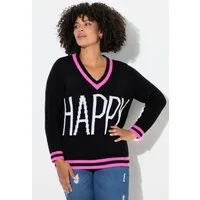 Angel of Style Strickpullover Pullover Straight Fit HAPPY Schriftzug Langarm