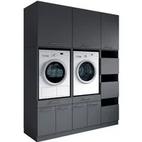 Laundreezy Mehrzweckschrank-Set Laundreezy, 6-tlg. Mehrzweckschrank-Set B/H/T 186/238/68 cm, (6-St), Breite 186 cm, Soft-Close-Funktion, höhenverstellbare Füße