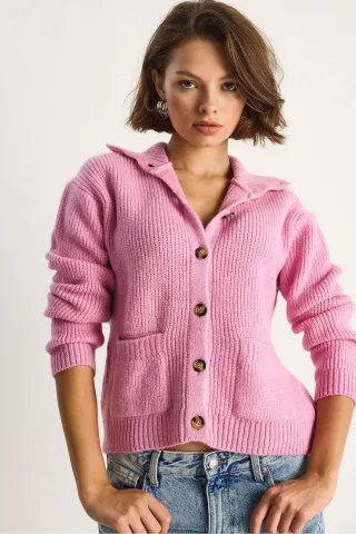 Texturiertes Strickwaren Langarm-Cardigan