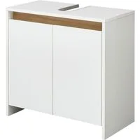Saphir Waschbeckenunterschrank Quickset 100, 2 Türen, Siphonausschnitt Waschbeckenschrank ohne Griff, 61,6 cm breit, mit Akzentfuge